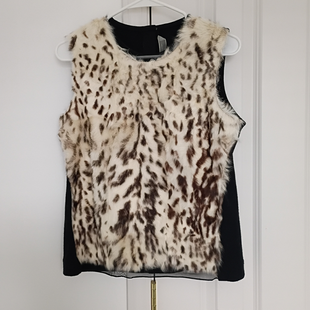 Reed Krakoff Black and Cream Faux Fur Women's Blouse